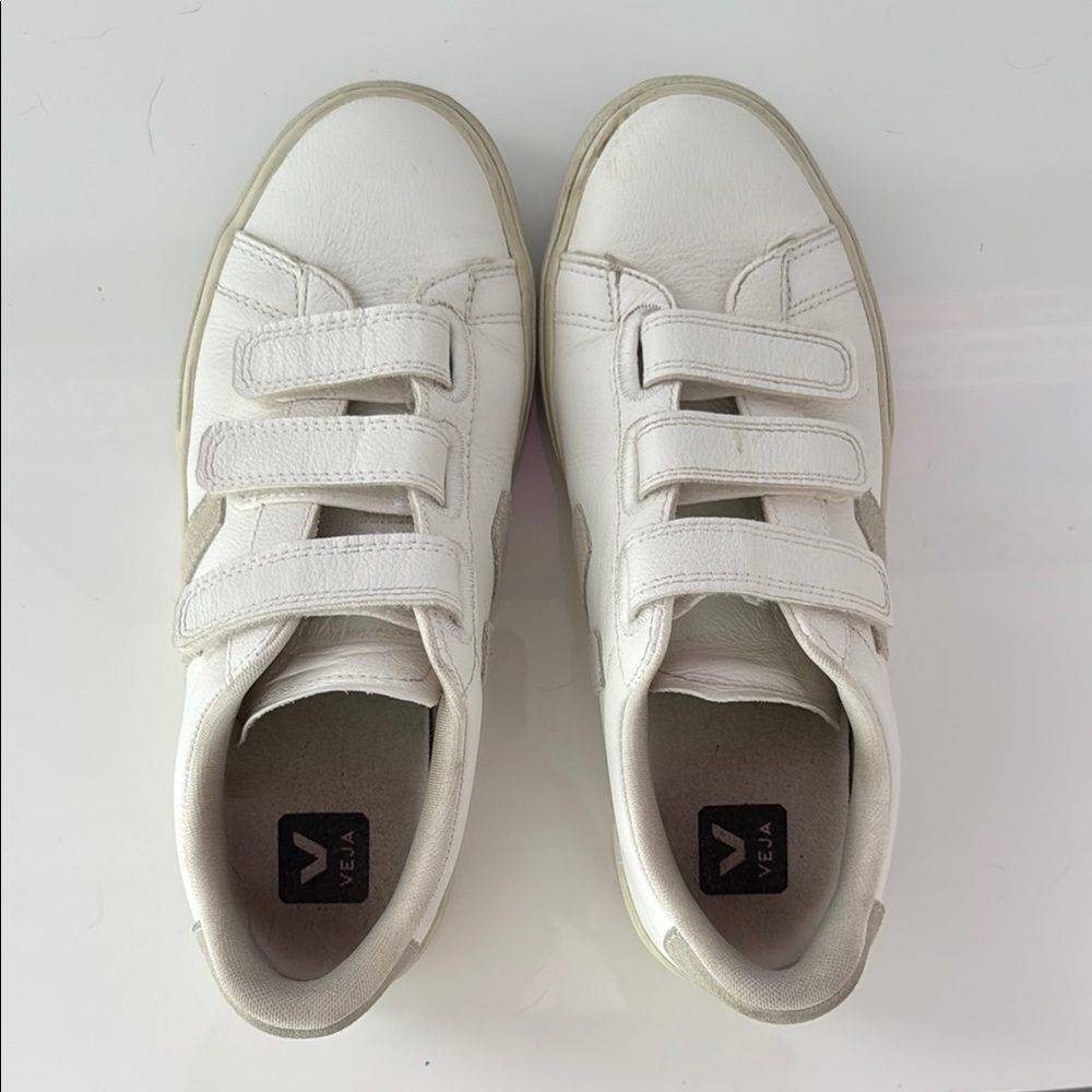 Veja White Leather Sneakers with Velcro Straps